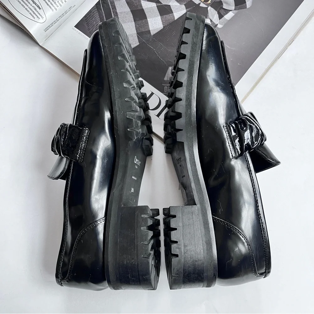 Elleme Paris Grunge Women's Chouchou Square Toe Black Loafers Size 38.5 US 8.5
